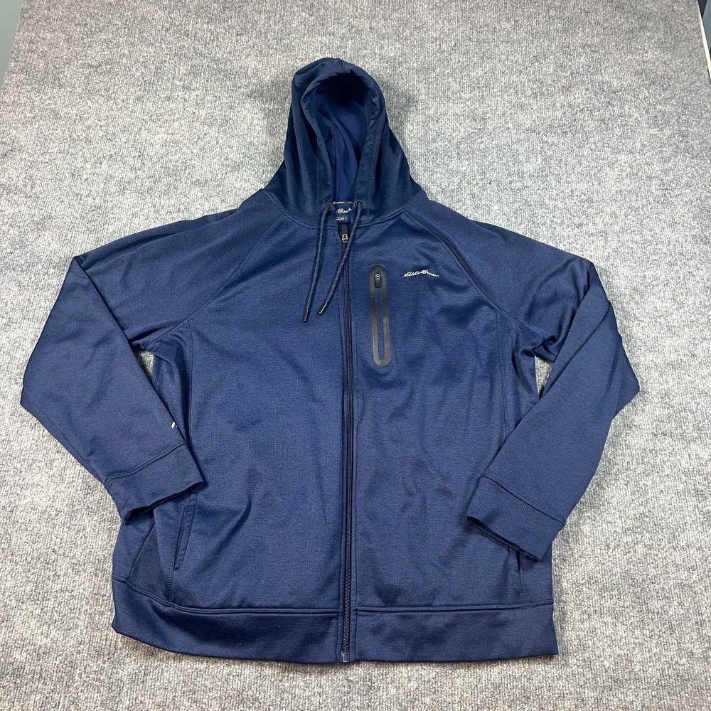Eddie Bauer Motion Hoodie Men Extra Large Navy Blue Performance FreeDry Full Zip